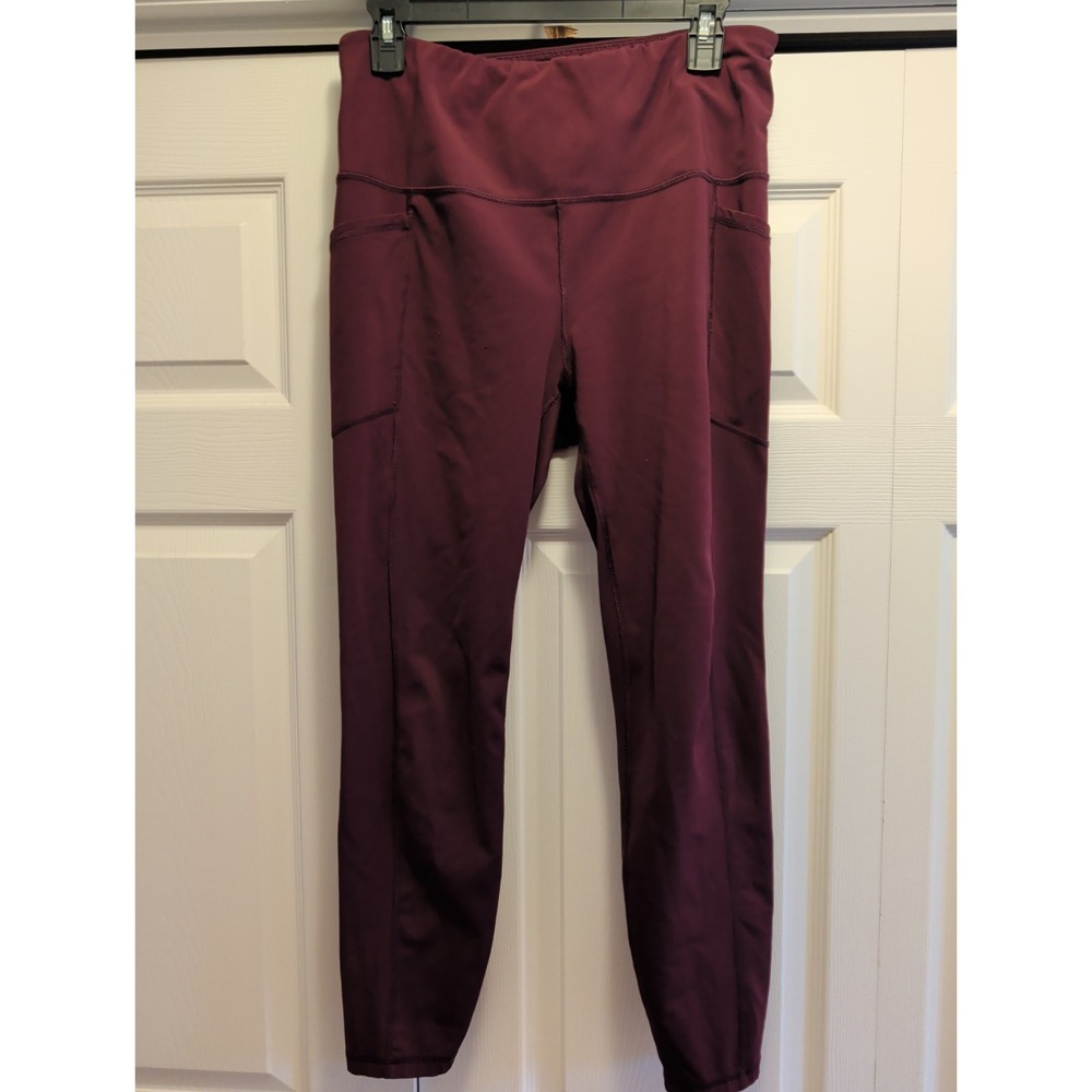 Reebok CrossFit Womens XL Maroon Yoga Pants Pockets Leggings Workout Running